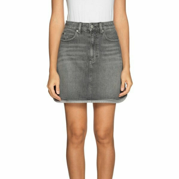 Calvin Klein Dresses & Skirts - NWT Calvin Klein Gray Denim Mini Skirt 90s Plus